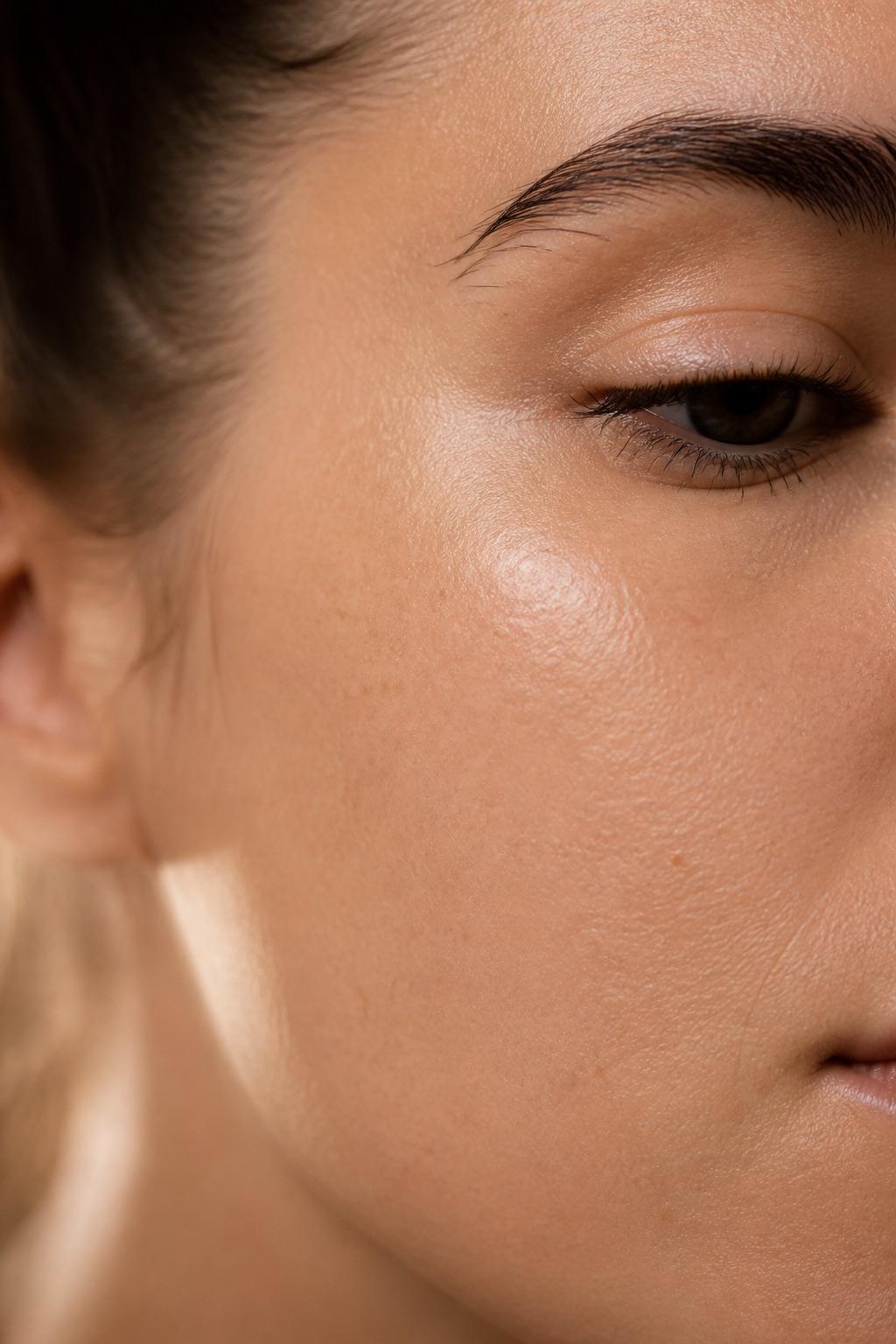 Close crop showing natural facial skin texture